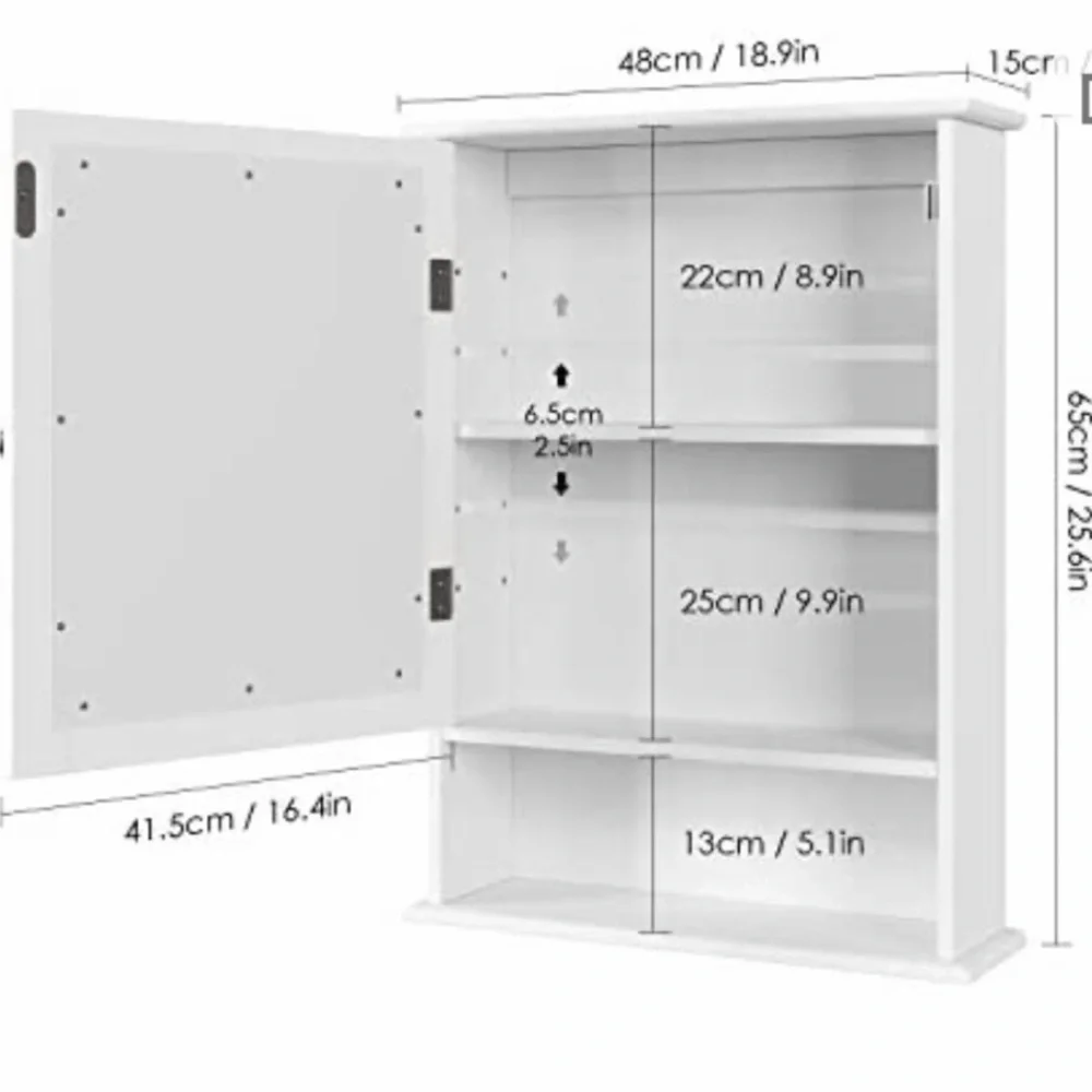 New white bathroom medicine cabinet with mirror